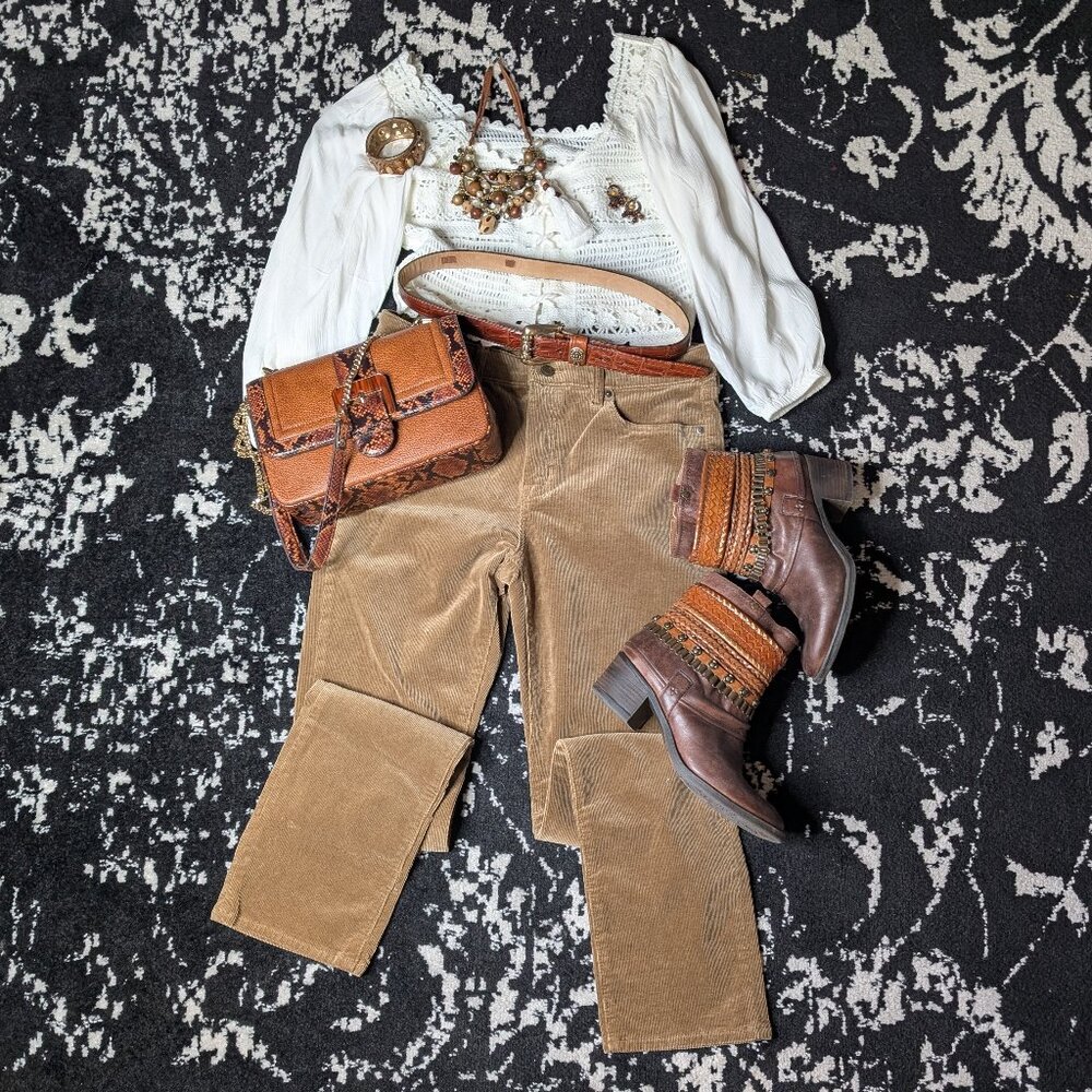 Lauren Ralph Lauren Stretch Corduroy Mid-Rise Straight Pant Brown 10